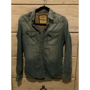 Guess 1981 Women's Pearl Snap Denim Shirt - Size XS